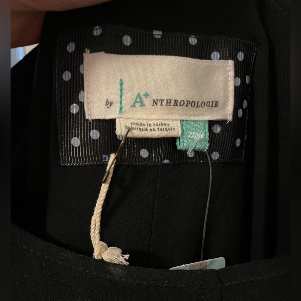 NWT Anthropologie black midi party dress w/ tulle overlay skirt with 3D rosettes - Picture 7 of 8